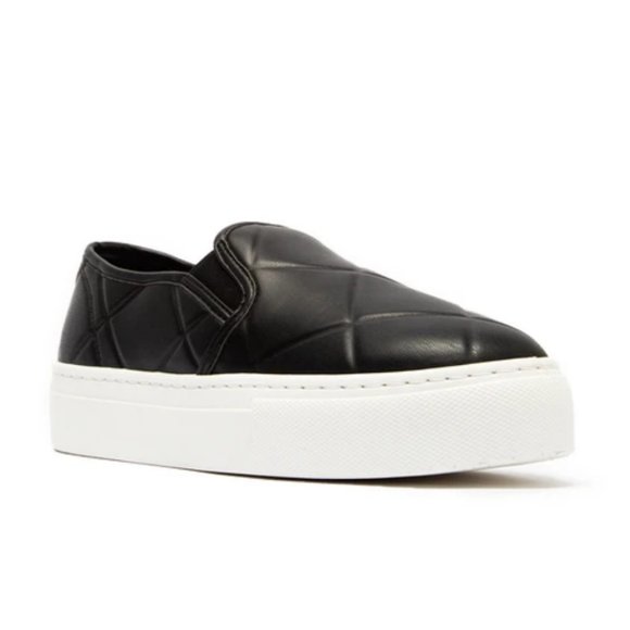 Quilted Platform Slip On Sneaker in Black - Picture 2 of 5